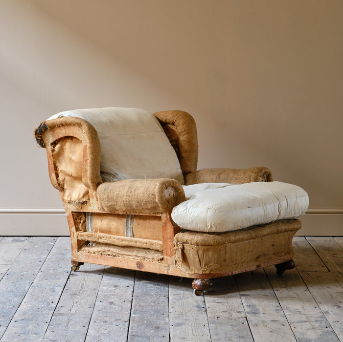 HARRODS COUNTRY HOUSE ARMCHAIR AND FOOTSTOOL