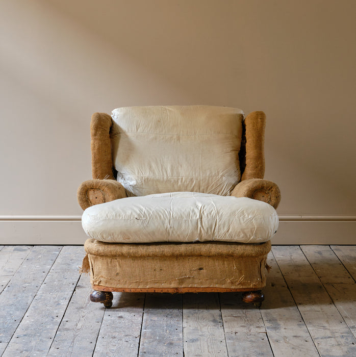 HARRODS COUNTRY HOUSE ARMCHAIR AND FOOTSTOOL
