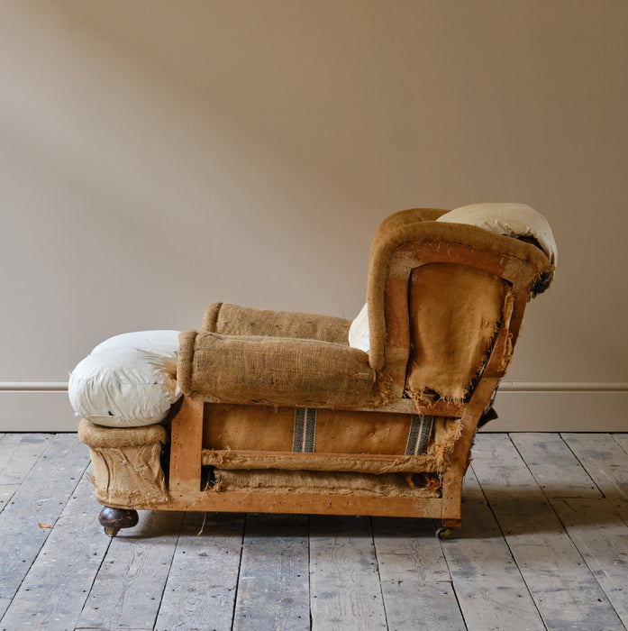 HARRODS COUNTRY HOUSE ARMCHAIR AND FOOTSTOOL