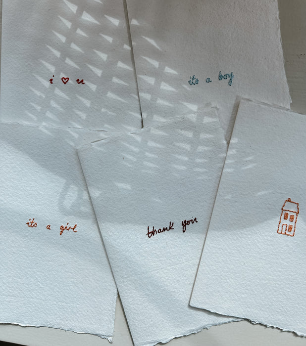 Hand stitched Greetings cards