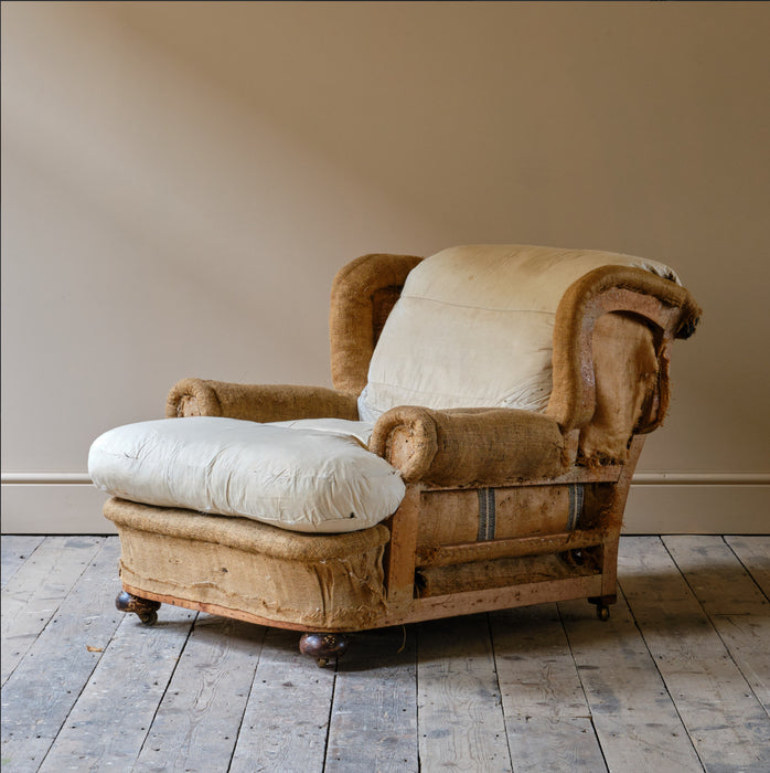 HARRODS COUNTRY HOUSE ARMCHAIR AND FOOTSTOOL