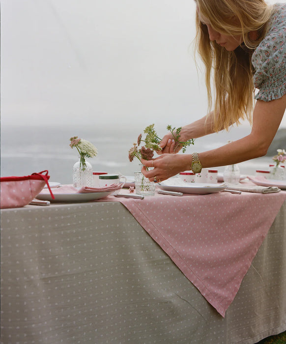 ‘Minni’ Cotton Tablecloth - Faded Green