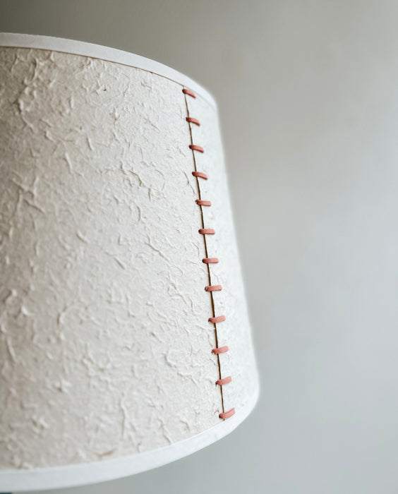 Organic Paper Lampshade with Peach Lace