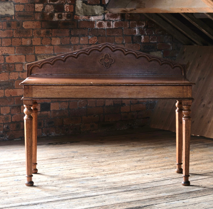 Antique 19th Century Gothic Revival Oak Console Table