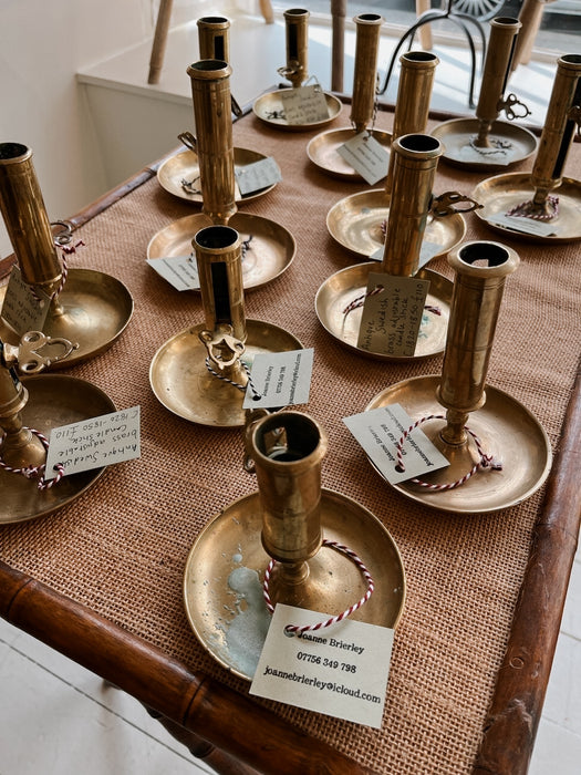 Antique Swedish brass candlesticks