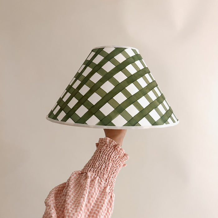 The Drawing Room x Faeger Hand-Painted Lampshade - Cone Gingham