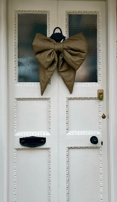 Hand Dyed linen door bow