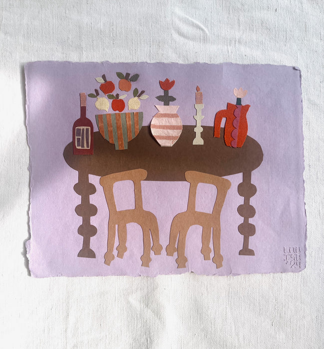 Louisa Dunn Artwork 'Bobbin Table in Lilac'