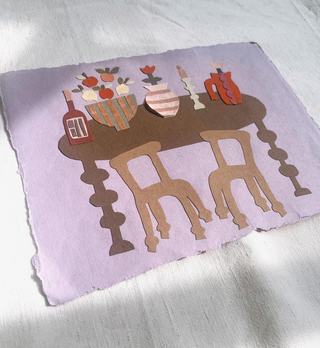 Louisa Dunn Artwork 'Bobbin Table in Lilac'