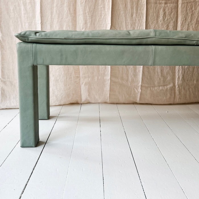 AVAILABLE NOW - Percy Bench in duck egg leather